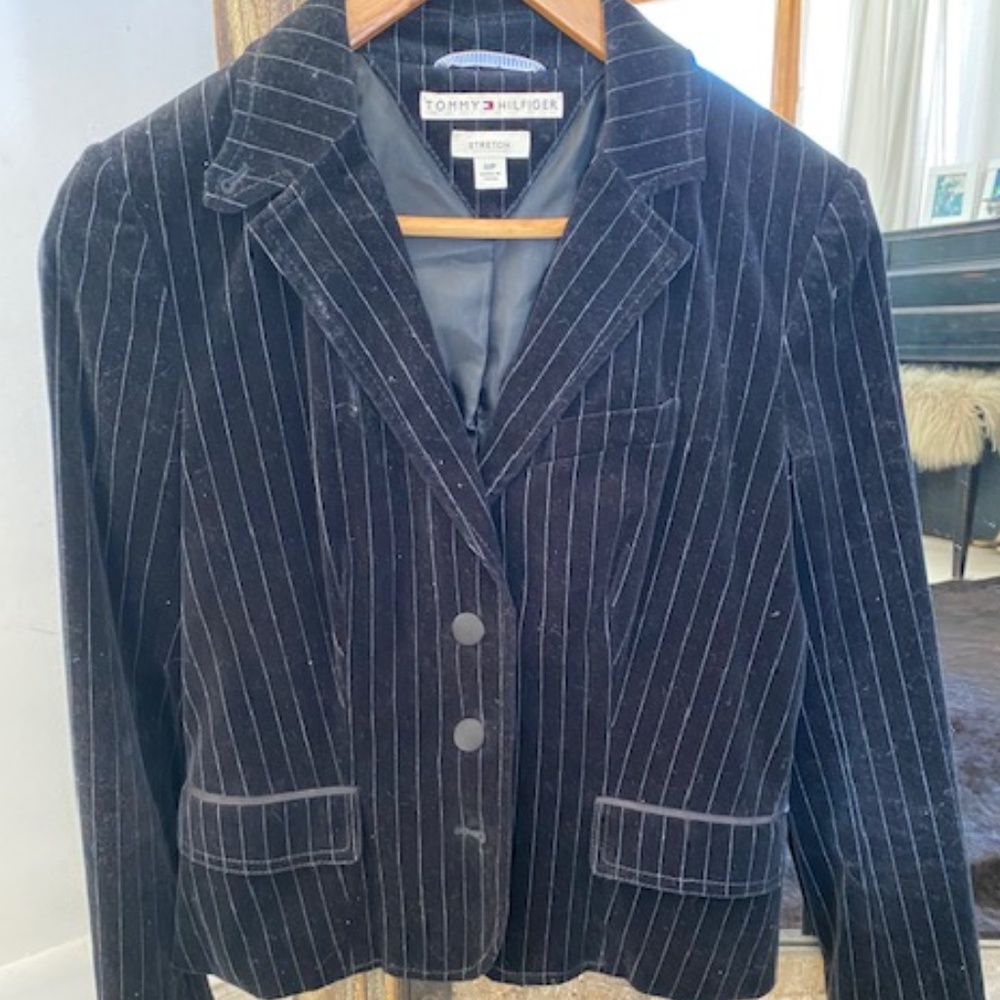 Tommy Hilfiger Stretch Velour Stripped Blazer